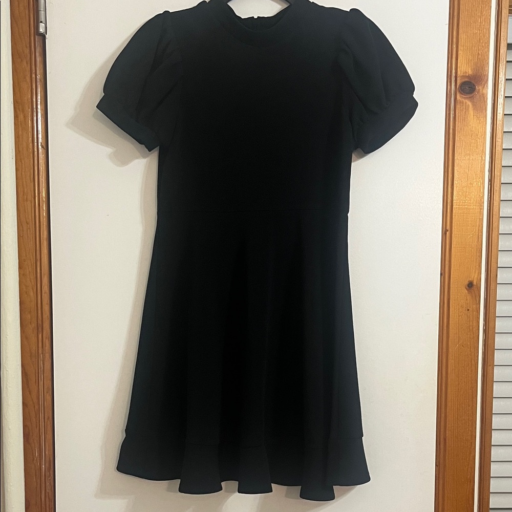 Poppies and Roses Elegant Black Puff Sleeve Girls Dress Size 16